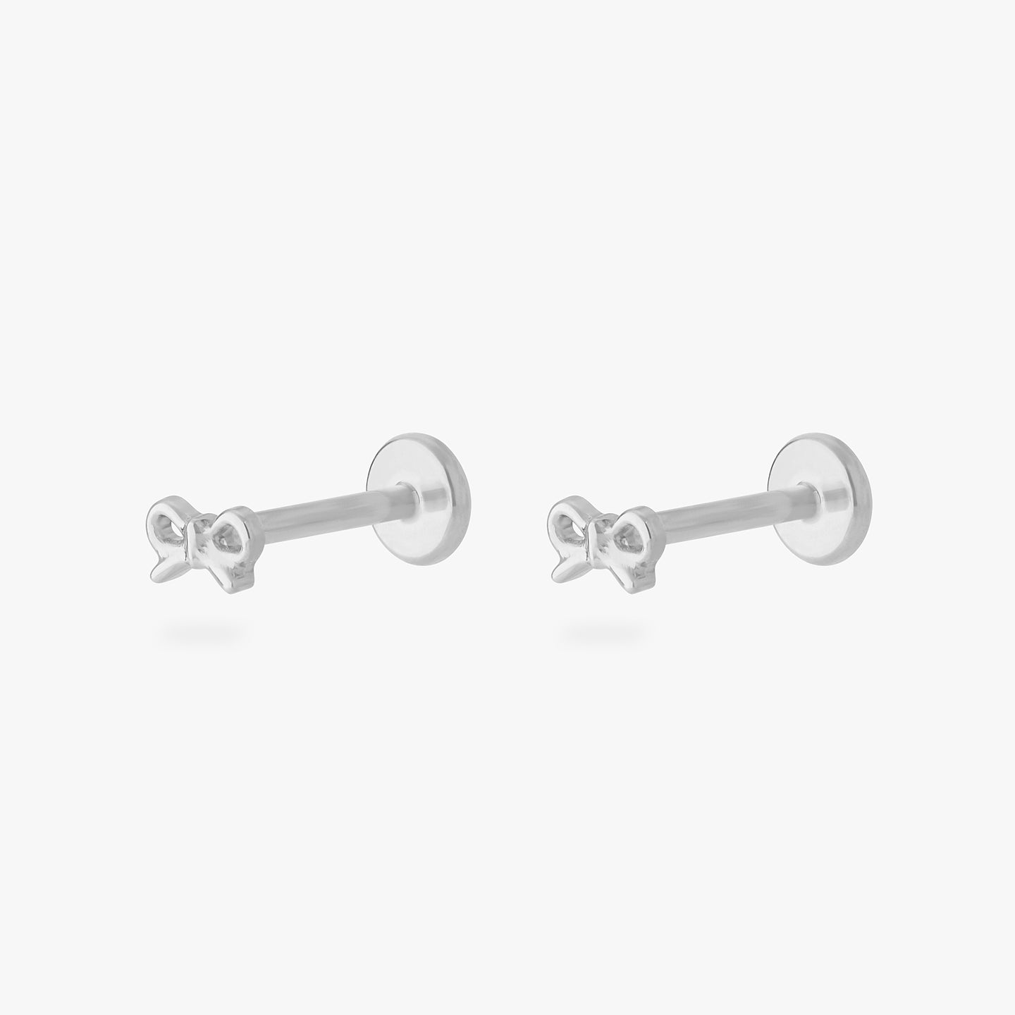 micro bow flatback stud in silver [pair] color:null|silver