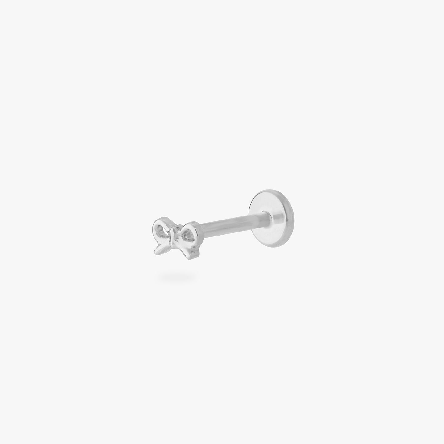 micro bow flatback stud in silver color:null|silver