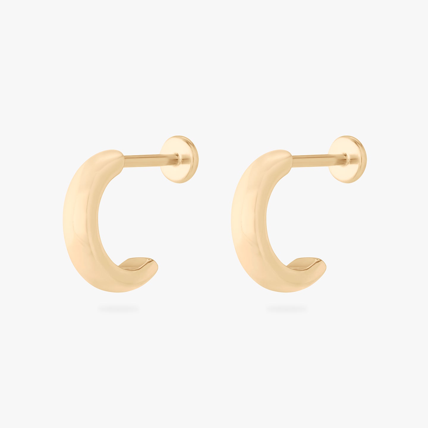 gold chunky flatback huggie with labret backing [pair] color:null|gold