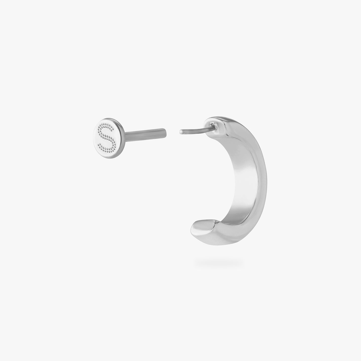 silver chunky flatback huggie with labret backing color:null|silver