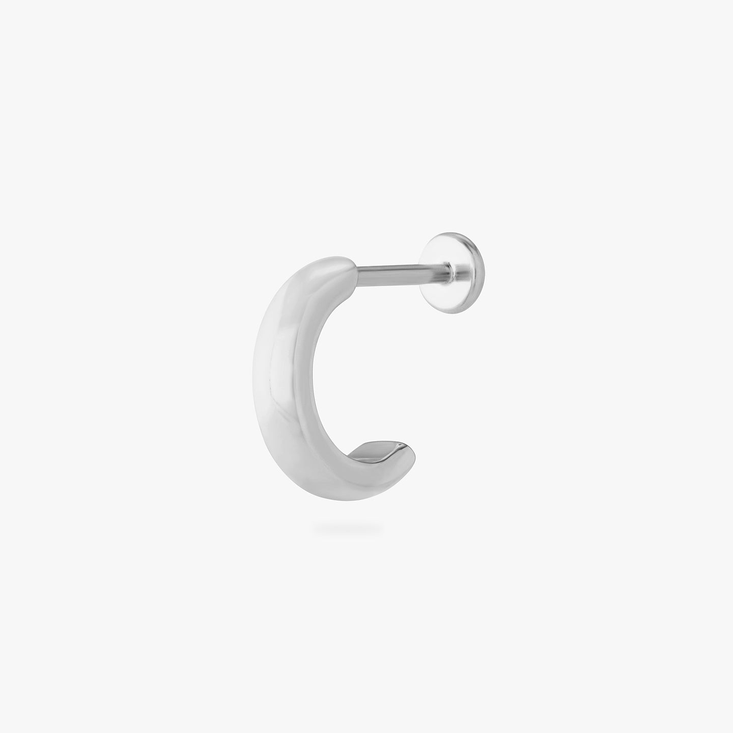 silver chunky flatback huggie with labret backing color:null|silver