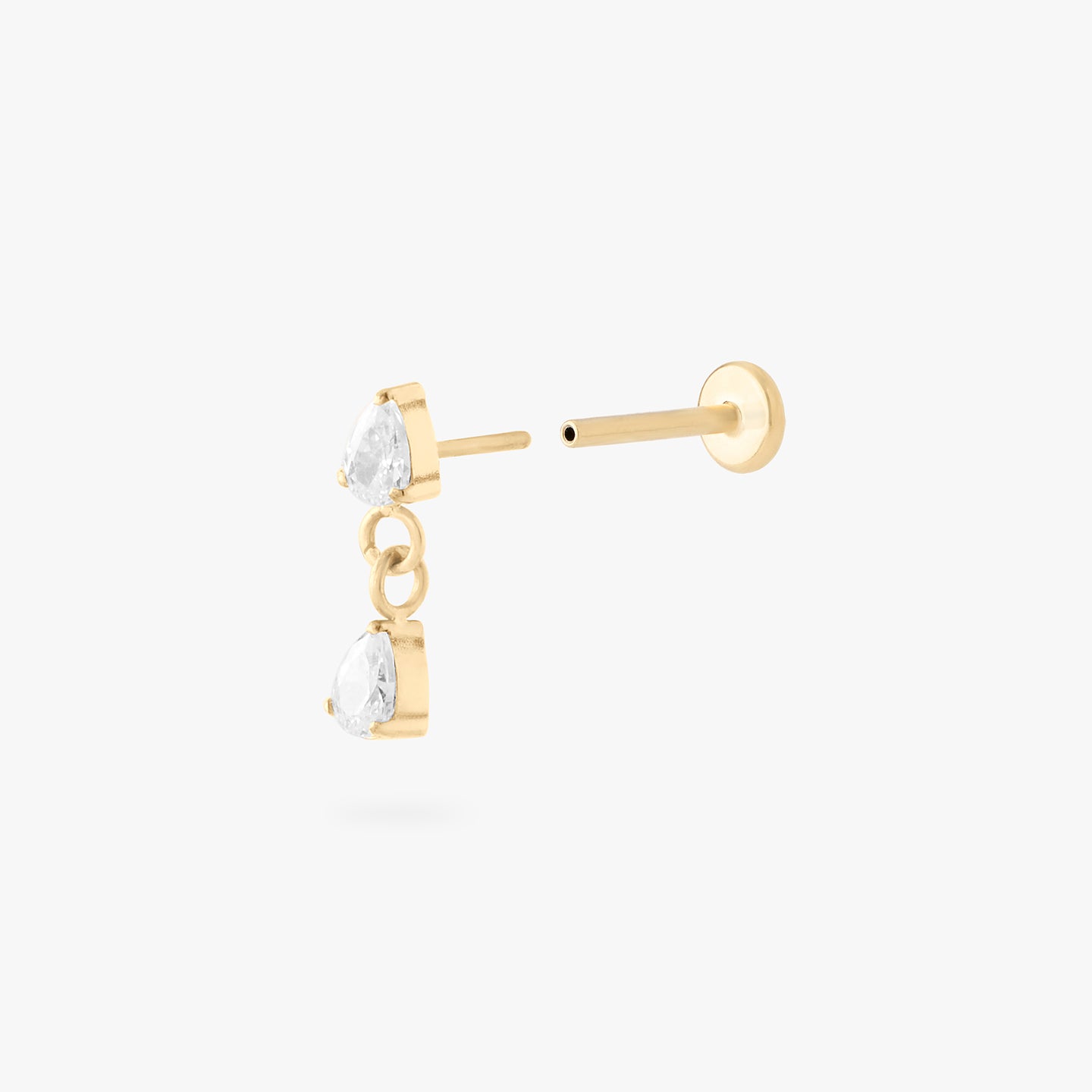 gold dangle flatback with cz pears color:null|gold/clear