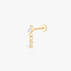 gold dangle flatback with cz pears color:null|gold/clear