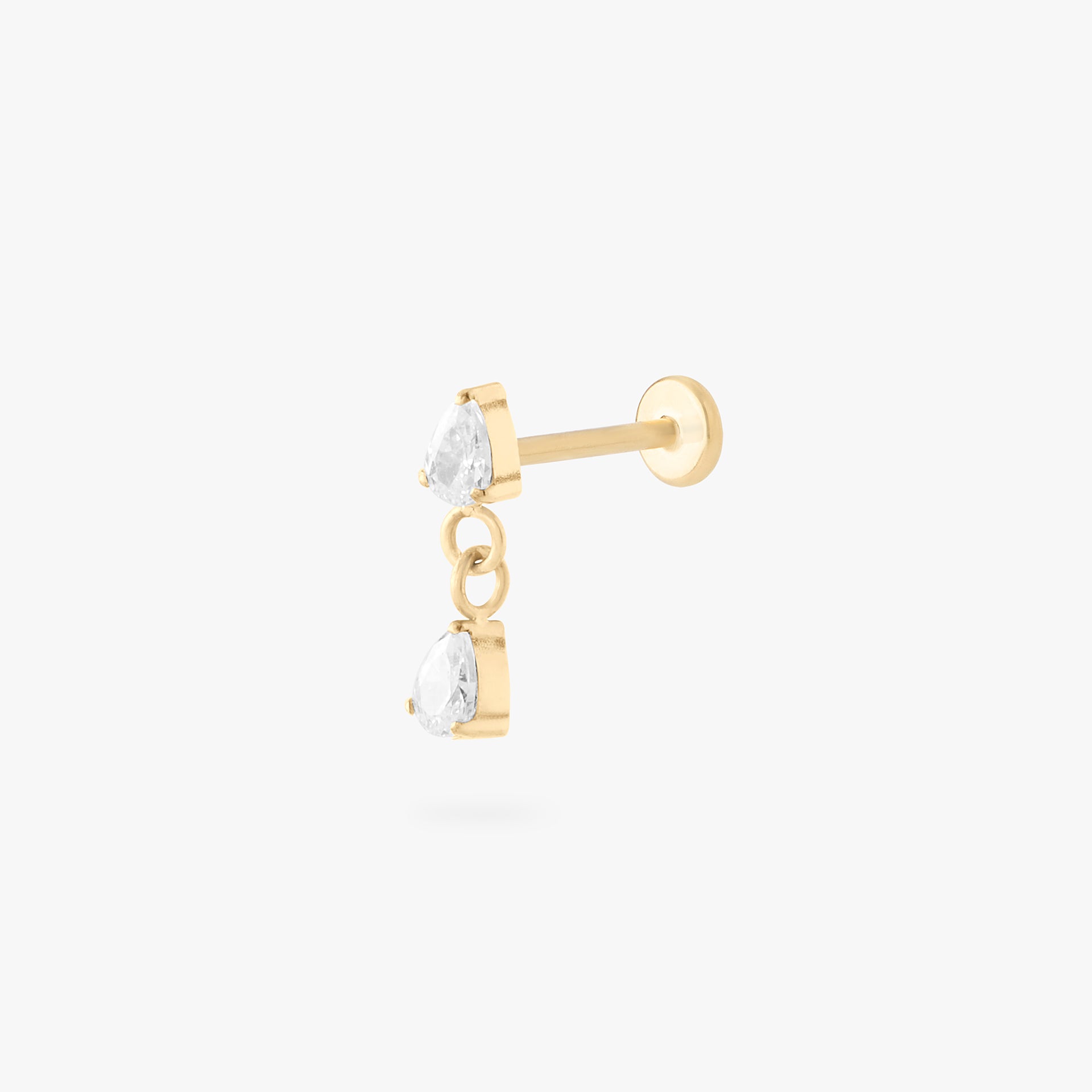 gold dangle flatback with cz pears color:null|gold/clear
