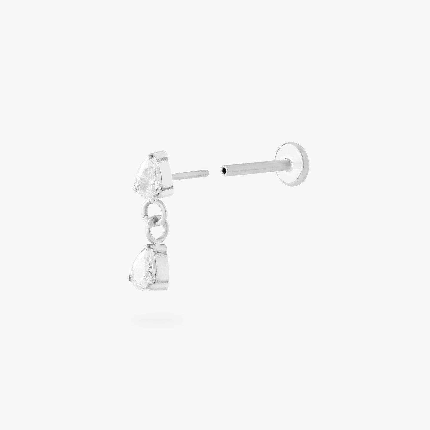 silver dangle flatback with cz pears color:null|silver/clear