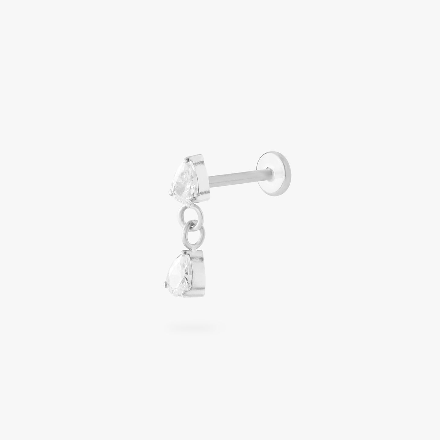 silver dangle flatback with cz pears color:null|silver/clear