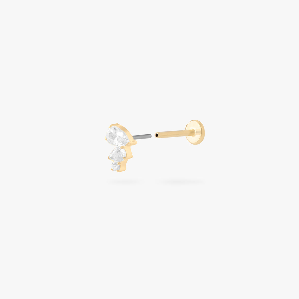 gold flatback with pear cz stones in a cluster setting color:null|gold/clear