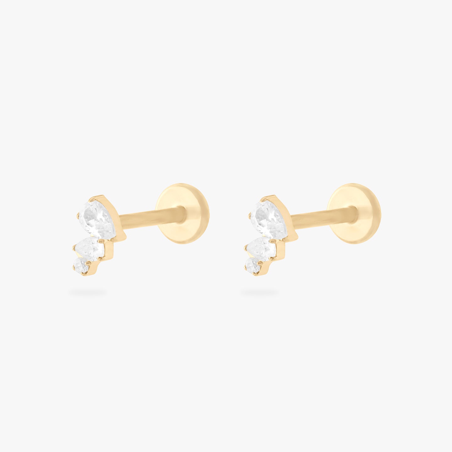 gold flatback with pear cz stones in a cluster setting [pair] color:null|gold/clear