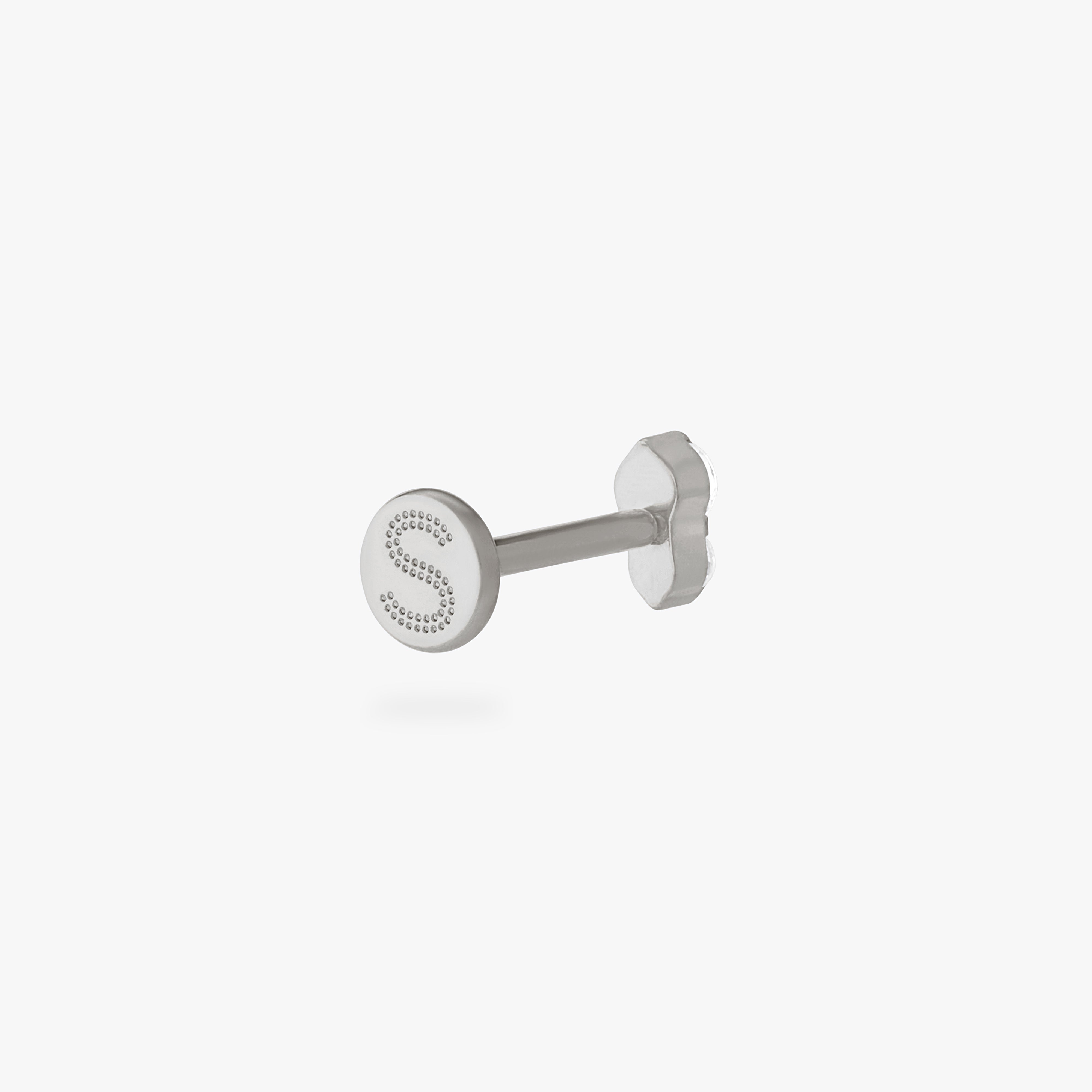 This is an image of a silver flatback stud composed of titanium with a clear cz stone stacked over a clear cz stone. color:null|silver/clear