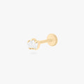 This is an image of a gold-toned flatback stud that is micro baguette shaped CZ's in a crown shape. color:null|gold/clear