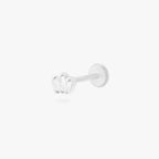 This is an image of a silver-toned flatback stud that is micro baguette shaped CZ's in a crown shape. color:null|silver/clear