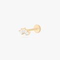 This is an image of a micro-sized gold toned stud with CZ's in a crown marquise shape. color:null|gold/clear