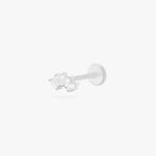 This is an image of a micro-sized silver toned stud with CZ's in a crown marquise shape. color:null|silver/clear
