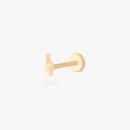 This is an image of a gold-toned flatback stud that is in the shape of a middle finger. color:null|gold