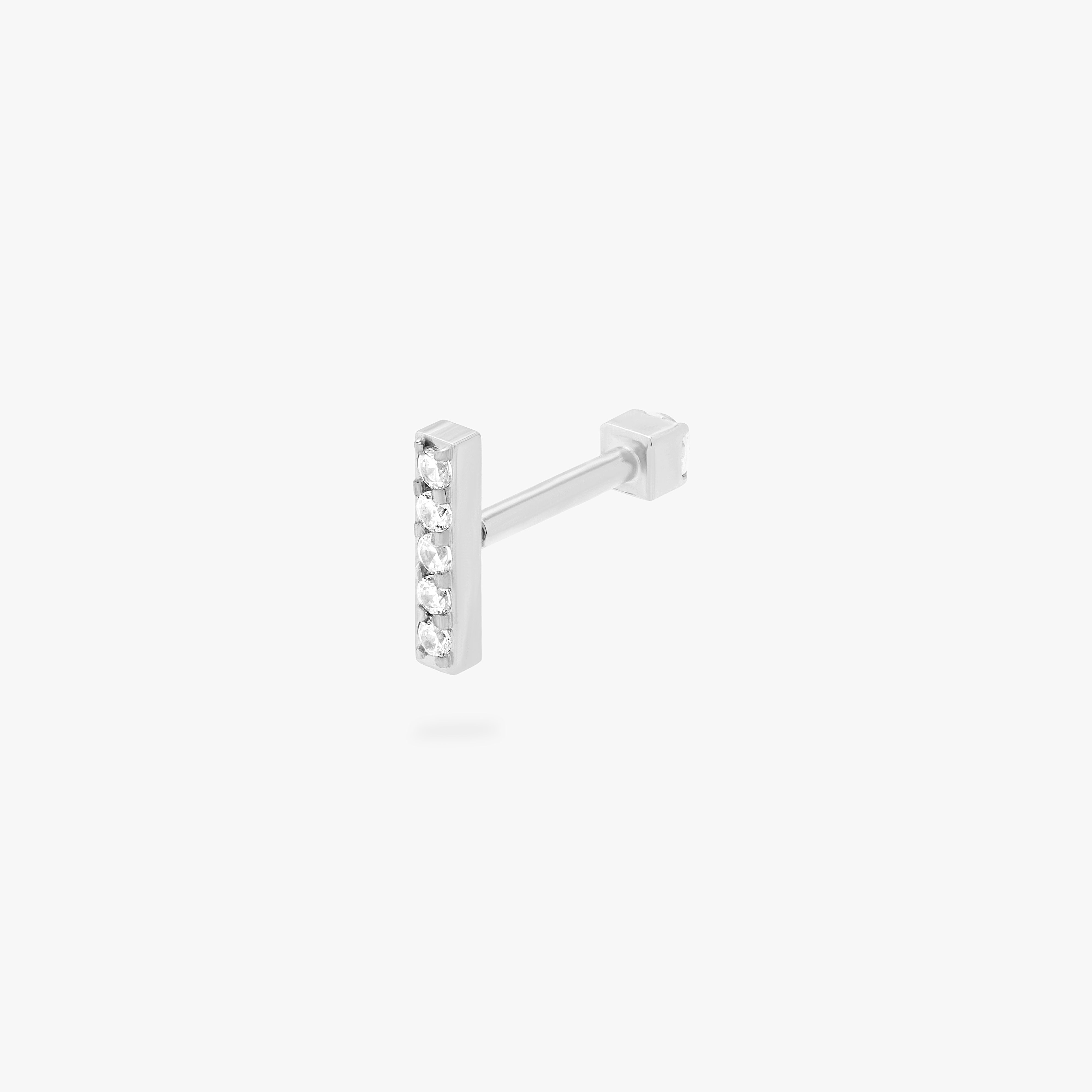 Studs Pave Bar X Cz Reversible Flatback Stud In Silver/clear