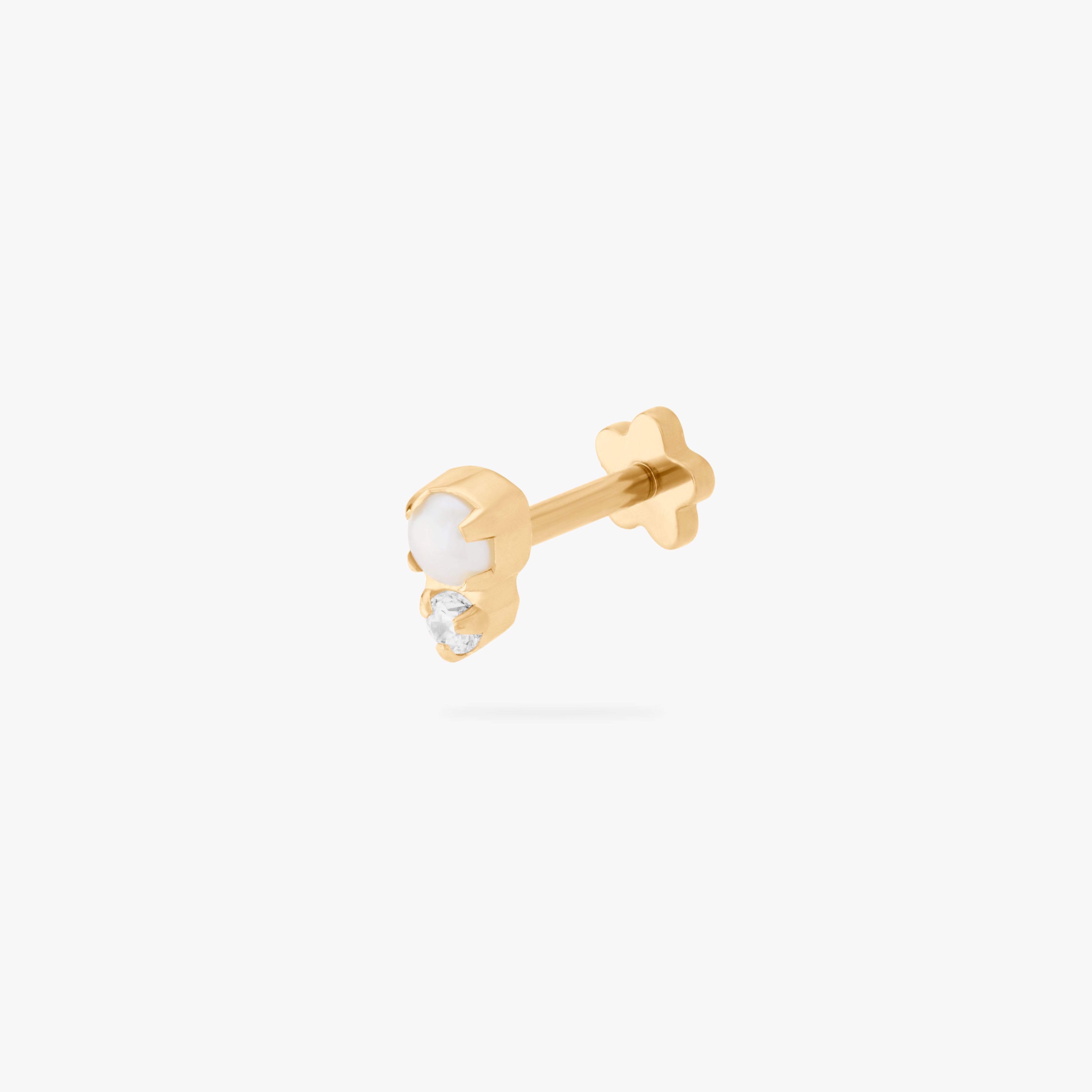 Studs Stacked Cz Pearl X Daisy Reversible Flatback In Gold