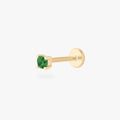 This is an image of a 14k gold flatback with a 2.5mm cz setting and green cz stone. color:null|14k gold|14k gold/green