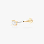 a clear mini cz stud set in a 14k gold setting color:null|gold/clear