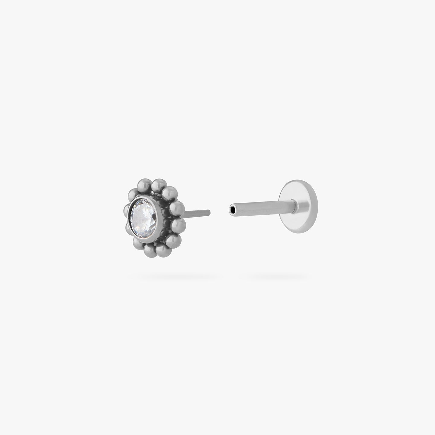 titanium beaded cz flatback stud color:null|titanium/clear