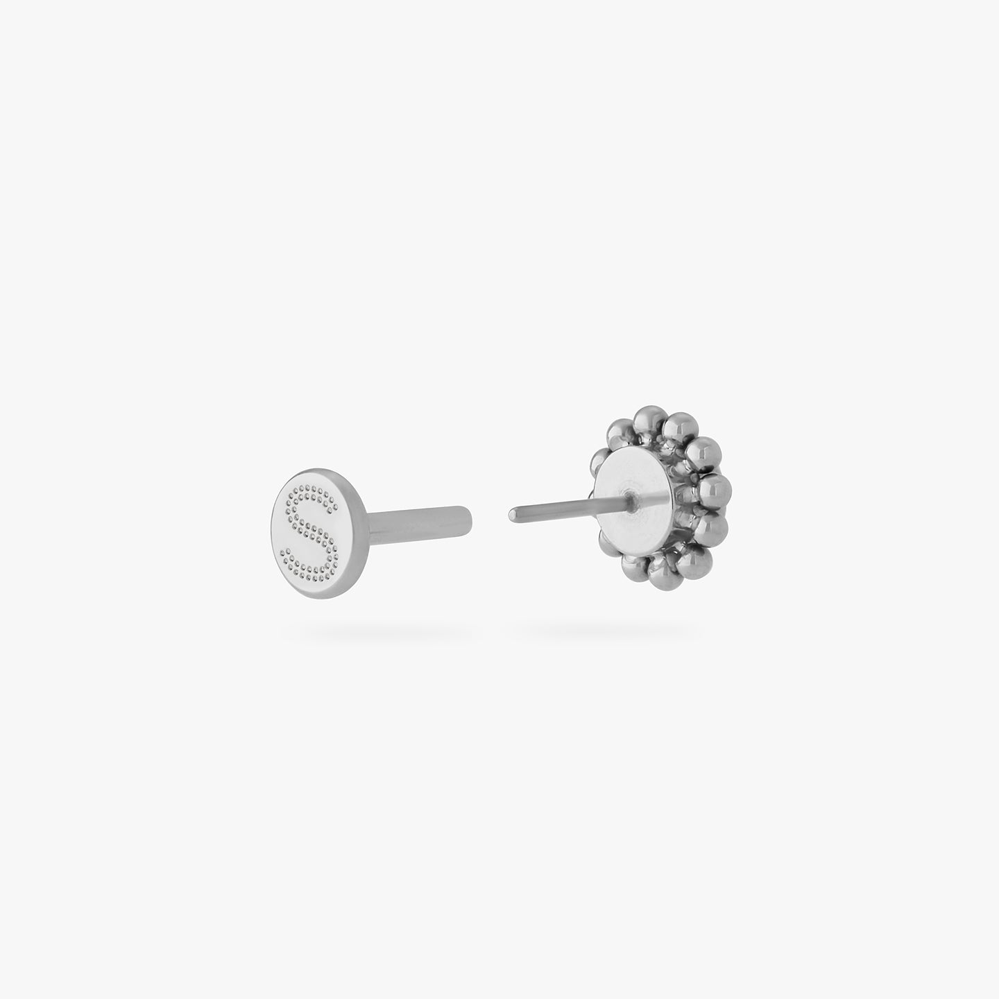 titanium beaded cz flatback stud color:null|titanium/clear