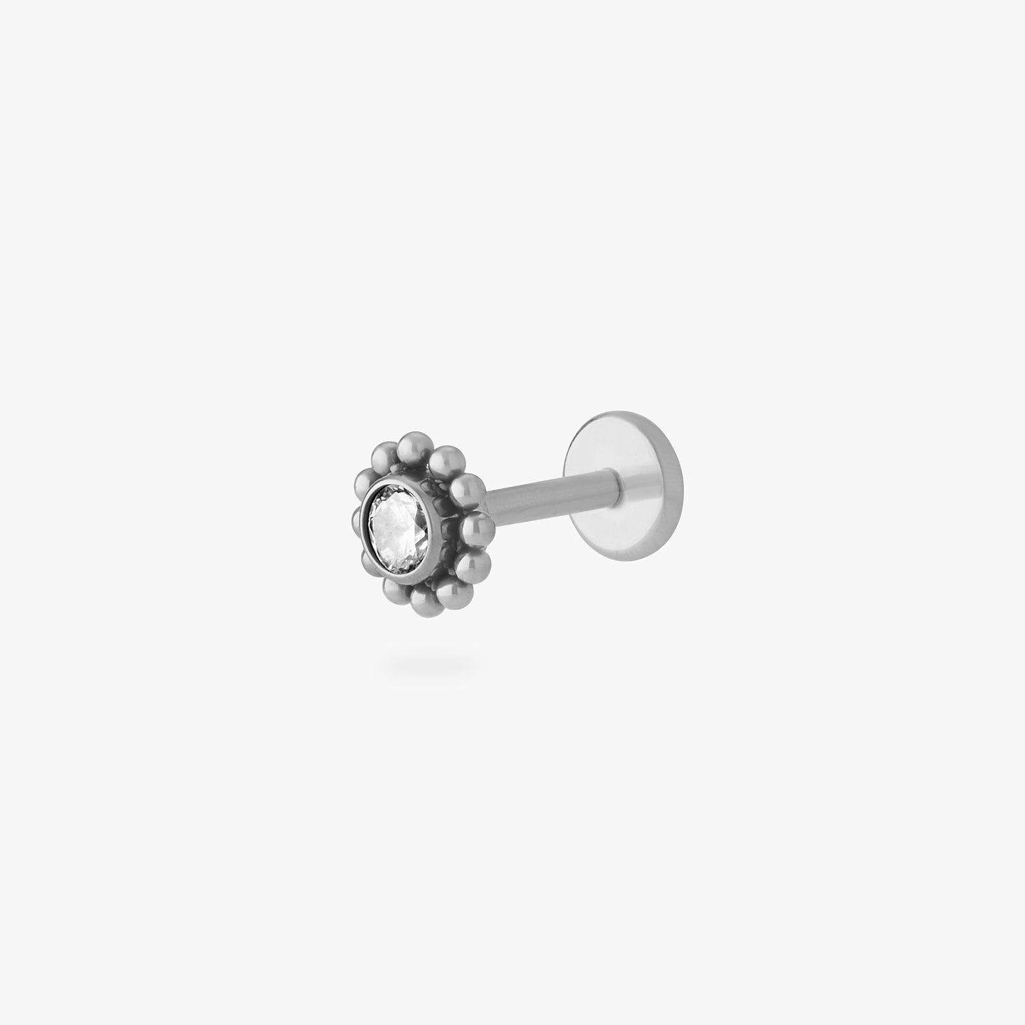 titanium beaded cz flatback stud color:null|titanium/clear