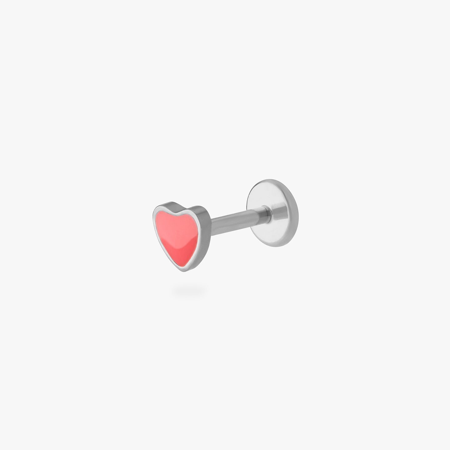 titanium red enamel heart flatback stud color:null|titanium/red