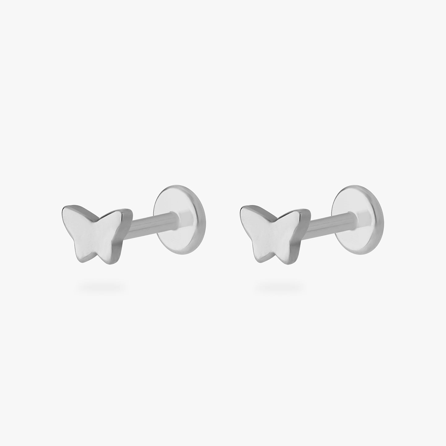 titanium mini butterfly flatback stud [pair] color:null|titanium