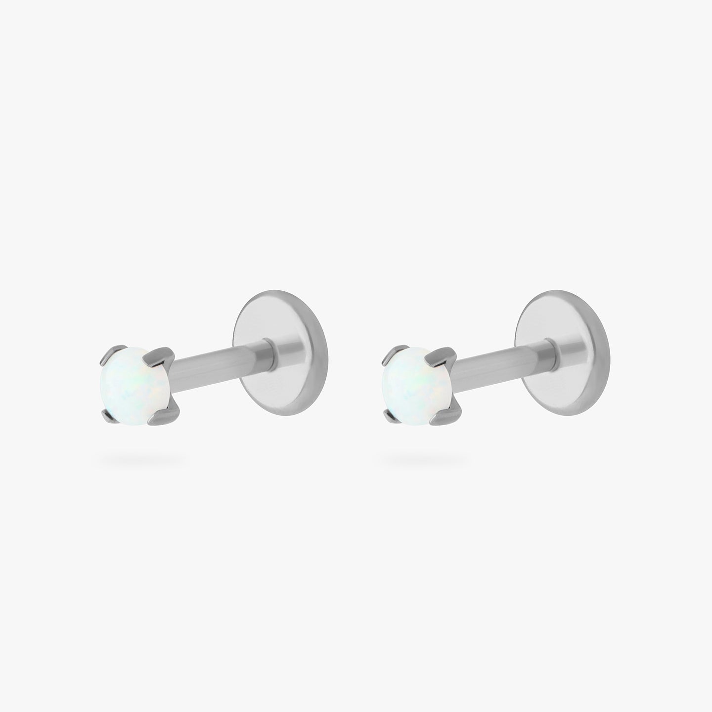 2.5mm titanium opal flatback stud [pair] color:null|titanium/opal