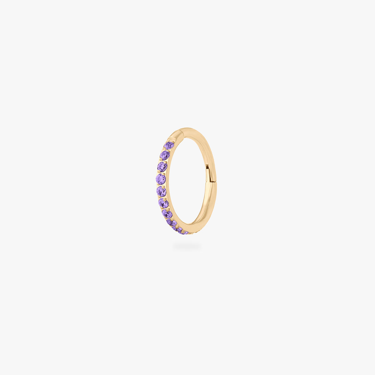 This is a gold toned clicker with amethyst cz stones. color:null|amethyst