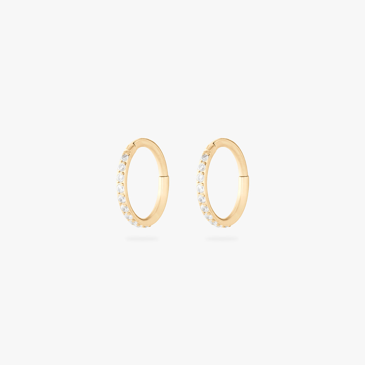 8mm seamless pave clicker in gold [pair] color:null|gold