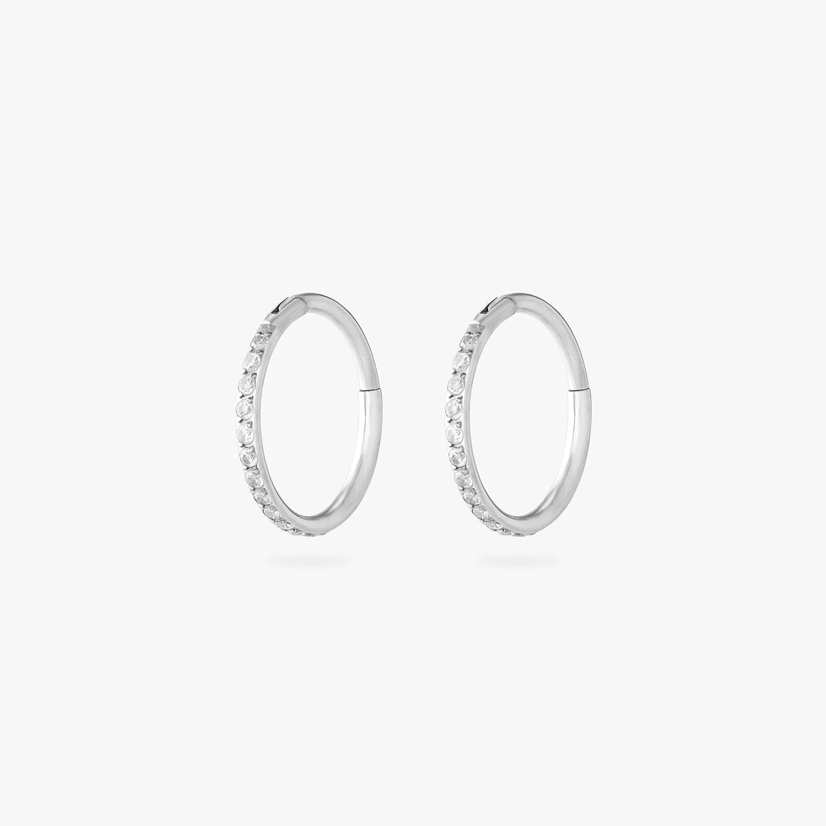 10mm seamless pave clicker in silver color [pair] color:null|silver