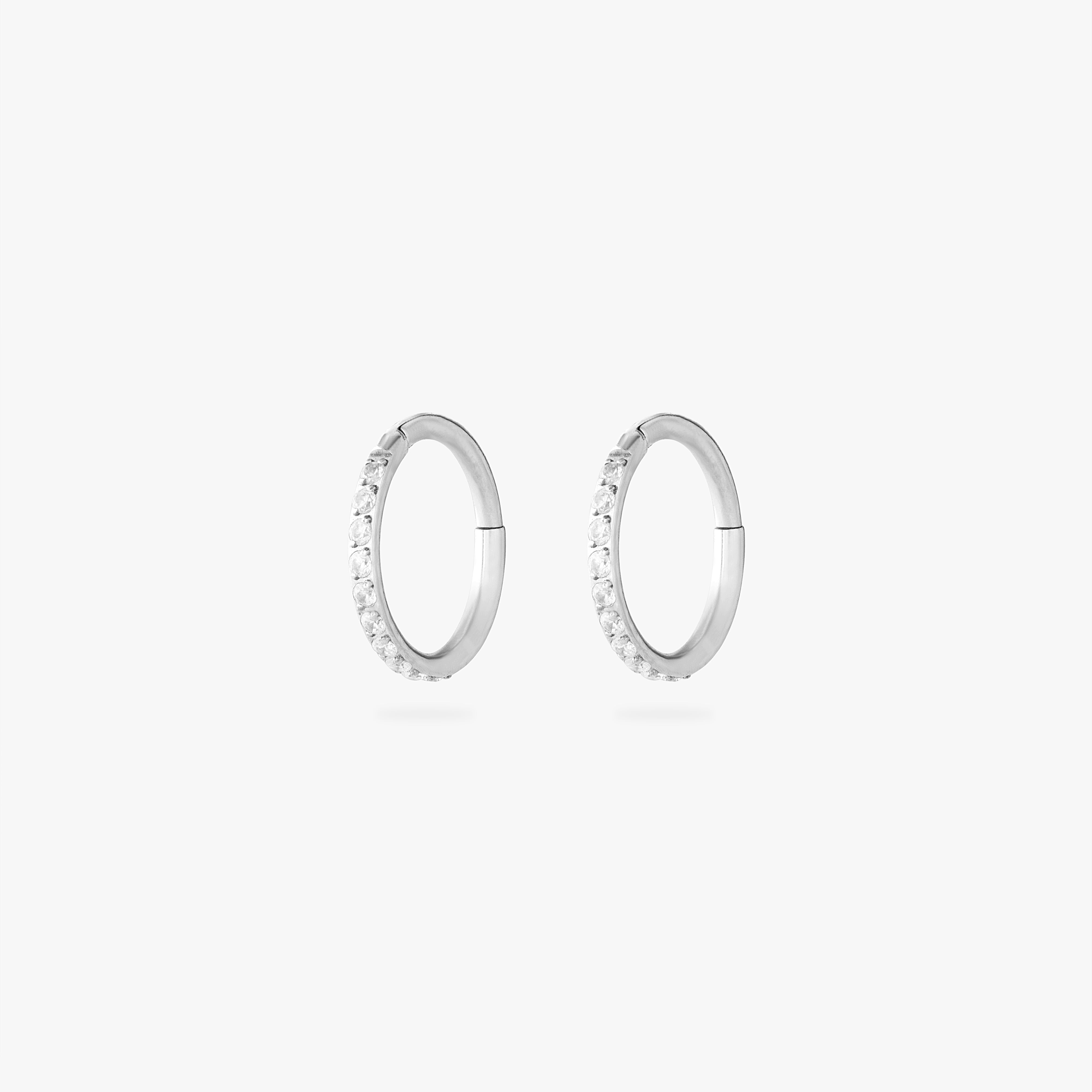 8mm seamless pave clicker in silver [pair] color:null|silver