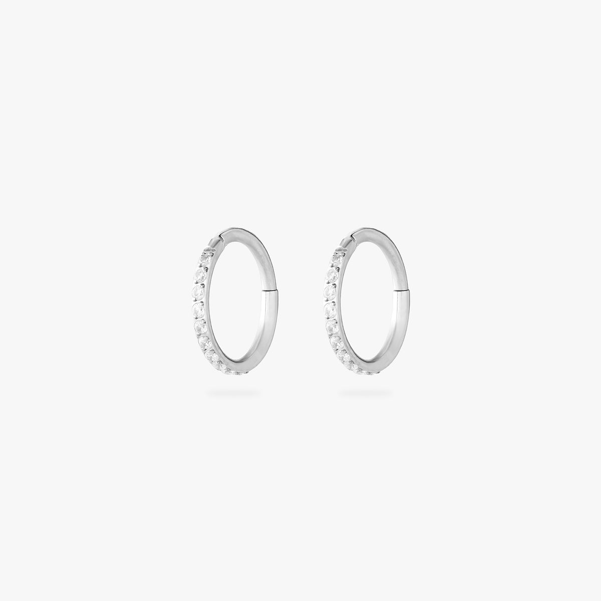 8mm seamless pave clicker in silver [pair] color:null|silver
