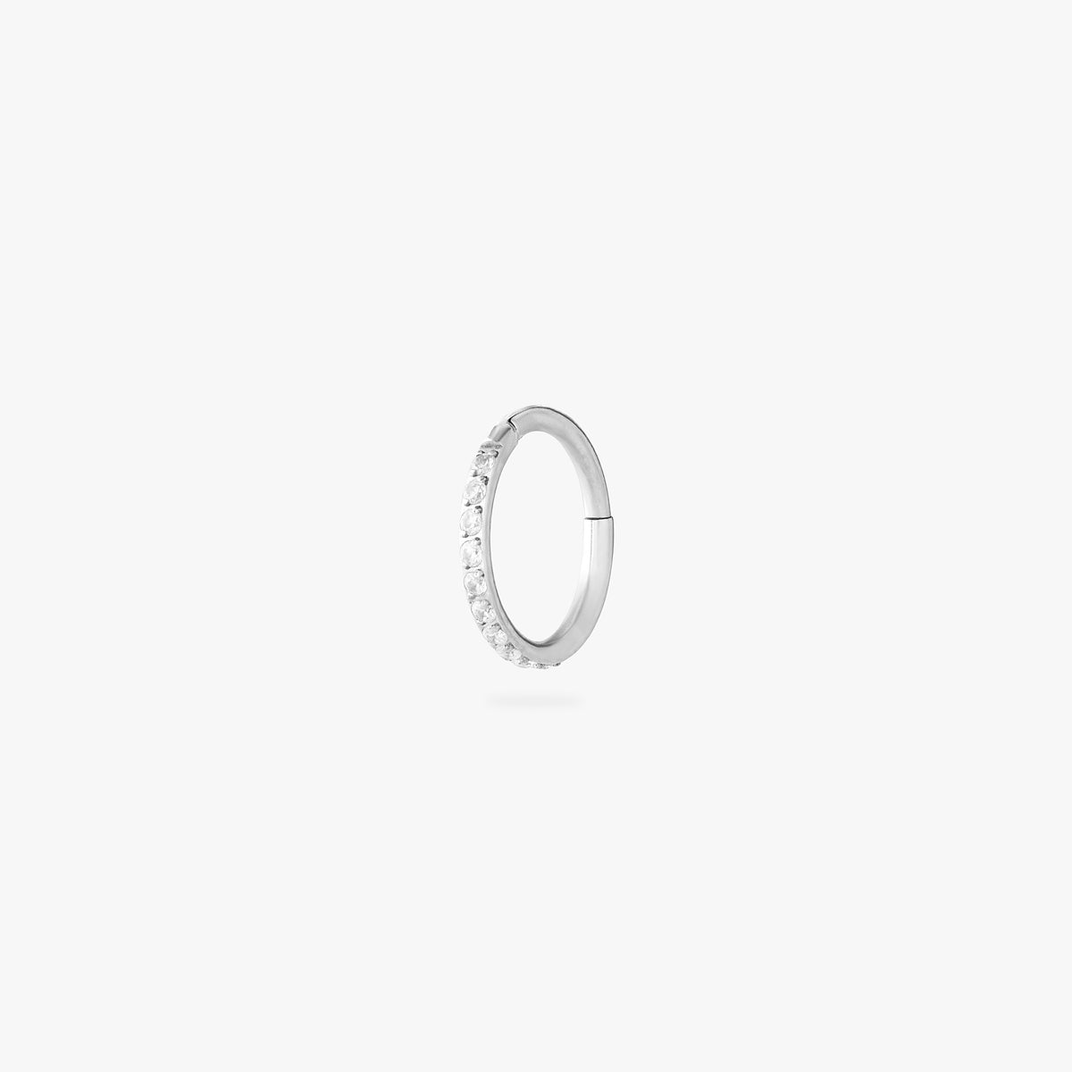 8mm seamless pave clicker in silver color:null|silver
