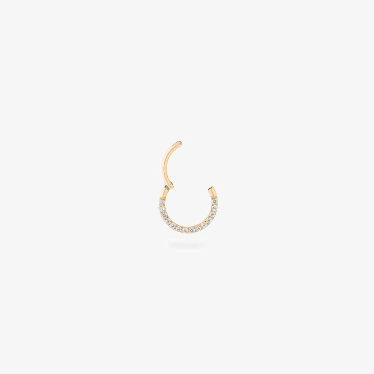 8mm seamless front set pave clicker in gold color:null|gold
