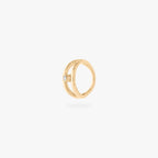 gold double clicker with a small bezel stone accent in gold color:null|gold/clear