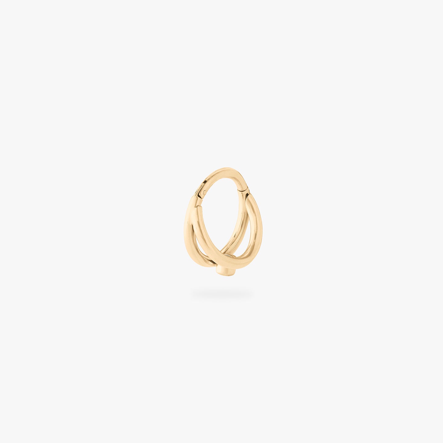 gold double clicker with a small bezel stone accent in gold color:null|gold/clear