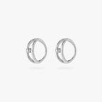 silver double clicker with a small bezel stone accent in gold [pair] color:null|silver/clear