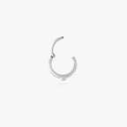 silver double clicker with a small bezel stone accent in gold color:null|silver/clear
