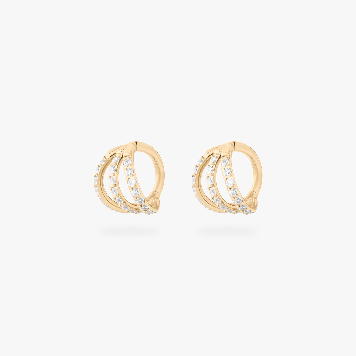 gold triple pave clicker with cz stone accents [pair] color:null|gold/clear