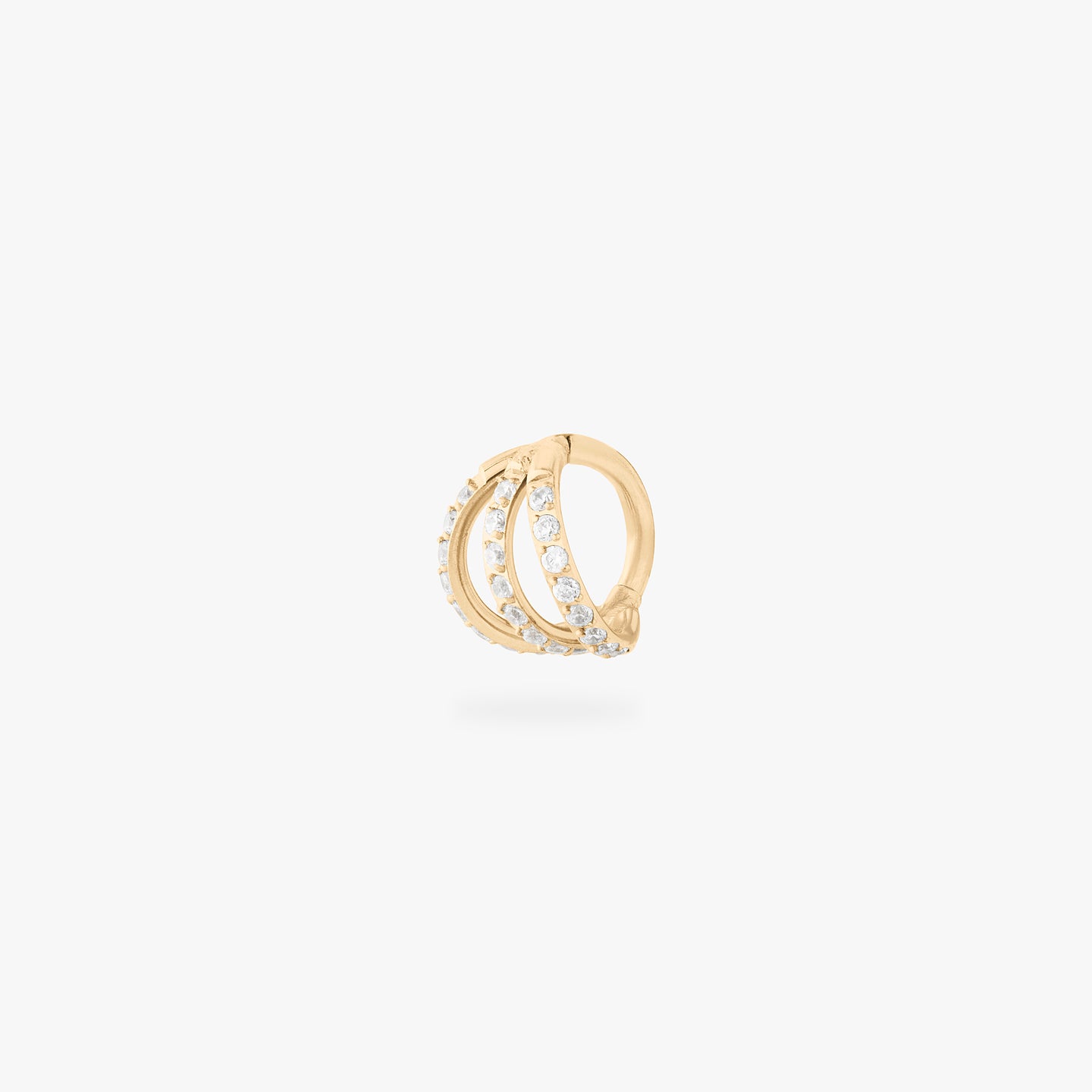 gold triple pave clicker with cz stone accents color:null|gold/clear