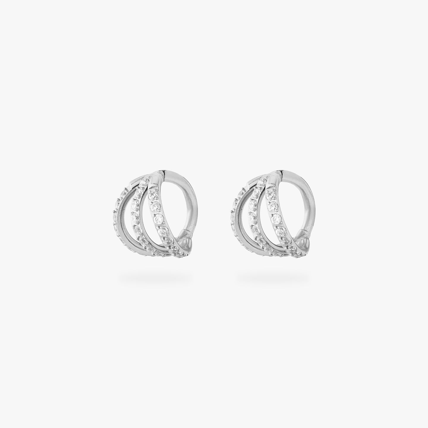 silver triple pave clicker with cz stone accents [pair] color:null|silver/clear