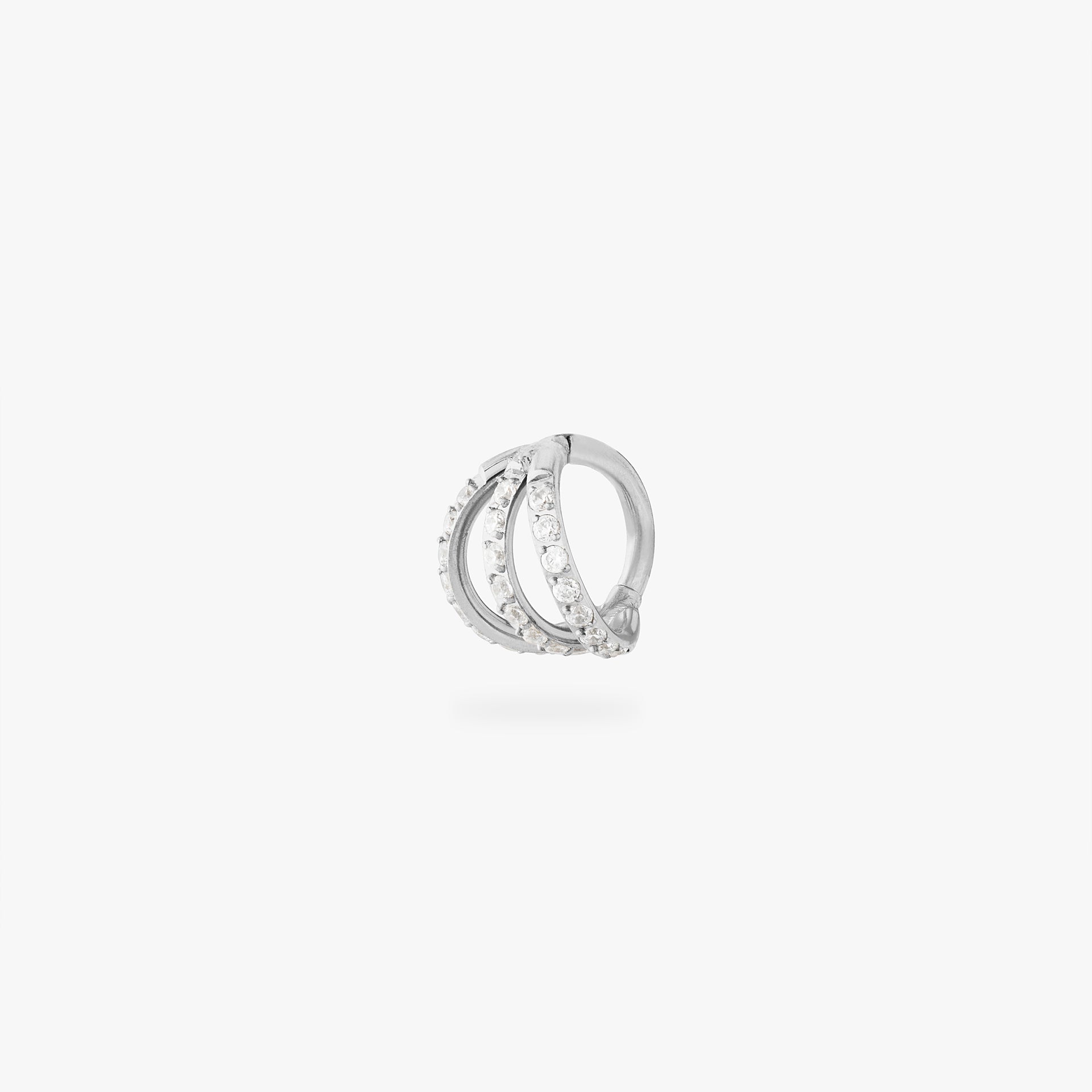 silver triple pave clicker with cz stone accents - Main view