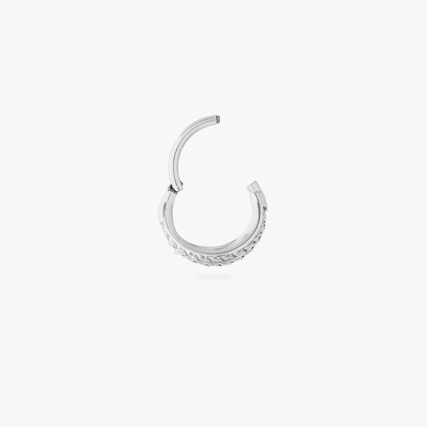 silver triple pave clicker with cz stone accents color:null|silver/clear