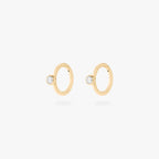 gold 6mm clicker with a clear bezel cz accent [pair] color:null|gold/clear