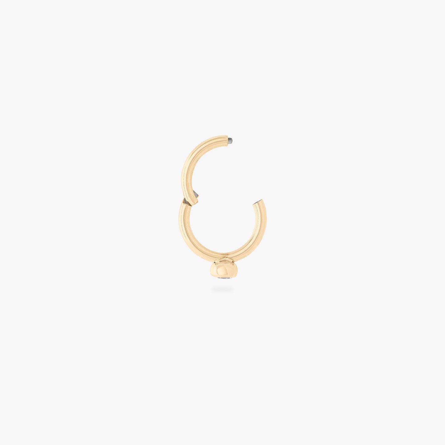 gold 6mm clicker with a clear bezel cz accent color:null|gold/clear