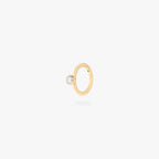 gold 6mm clicker with a clear bezel cz accent color:null|gold/clear