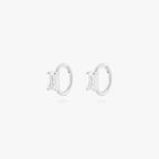 a silver 6mm clicker with a baguette stone in clear cz [pair] color:null|silver