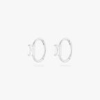 silver clicker with cz baguette stone in 8mm [pair] color:null|silver