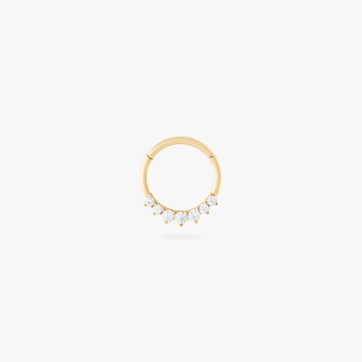 gold front set clicker with cz stones in 8mm color:null|gold/clear